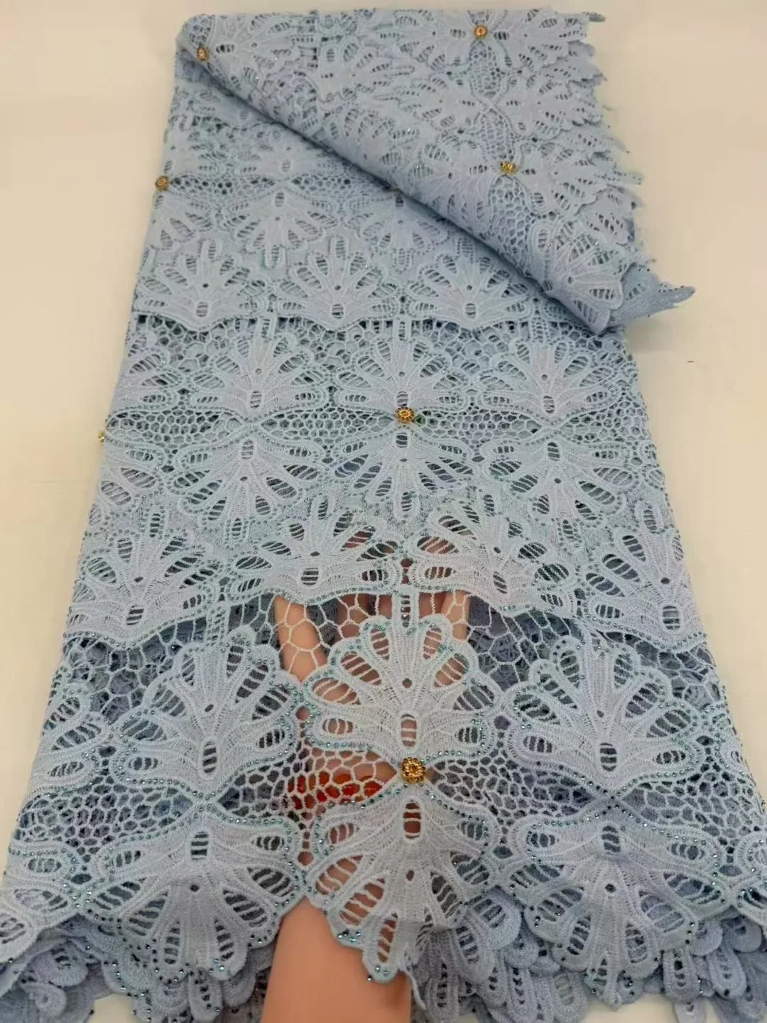 Tissu nigérian en dentelle et Tulle à paillettes de soie de lait, tissu africain brodé de haute qualité pour robes de bal, perles, 5 Yards, 2026