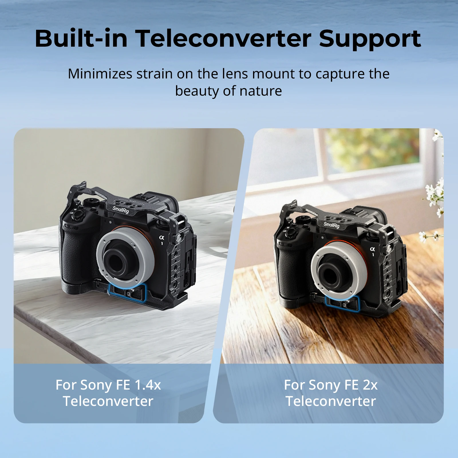 SmallRig Normal Cage for Sony Alpha 1 II/Alpha 9 III, Built-in Teleconverter Support and Quick Release Plate for Arca -5642
