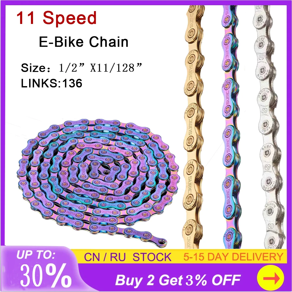 

Original 11 Speed E-Bike Chain 36 Links Anti-rust Electric Sport Bicycle eBike Chains With Magic Buckle E-Bike Accessories