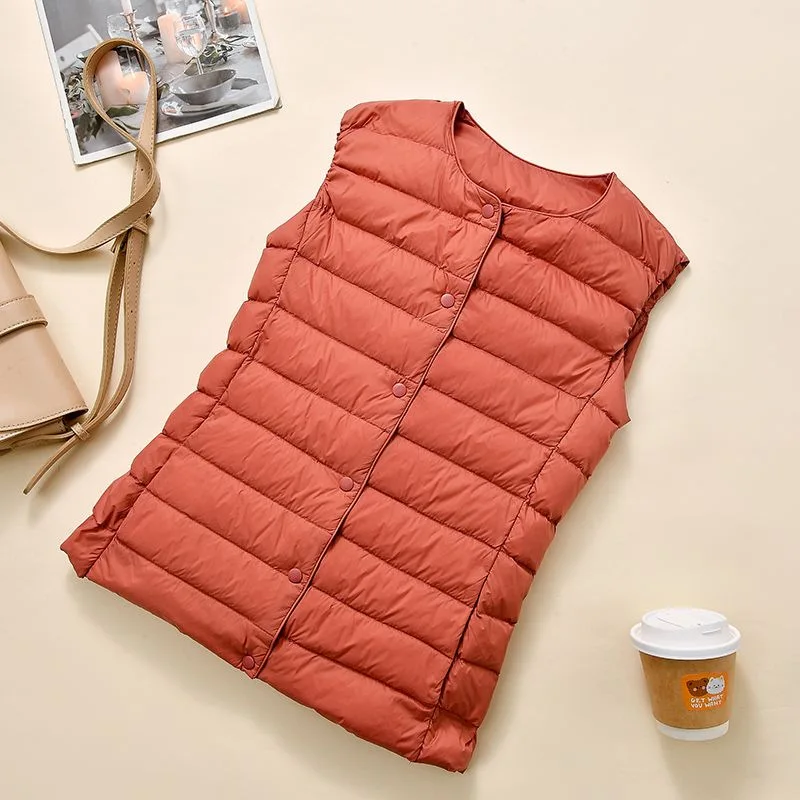 

0-10℃ Ultralight Down Vest Women 2025 New Autumn Winter Female Duck Down Waistcoat Puffer Feather Padded Sleeveless Warm Jackets