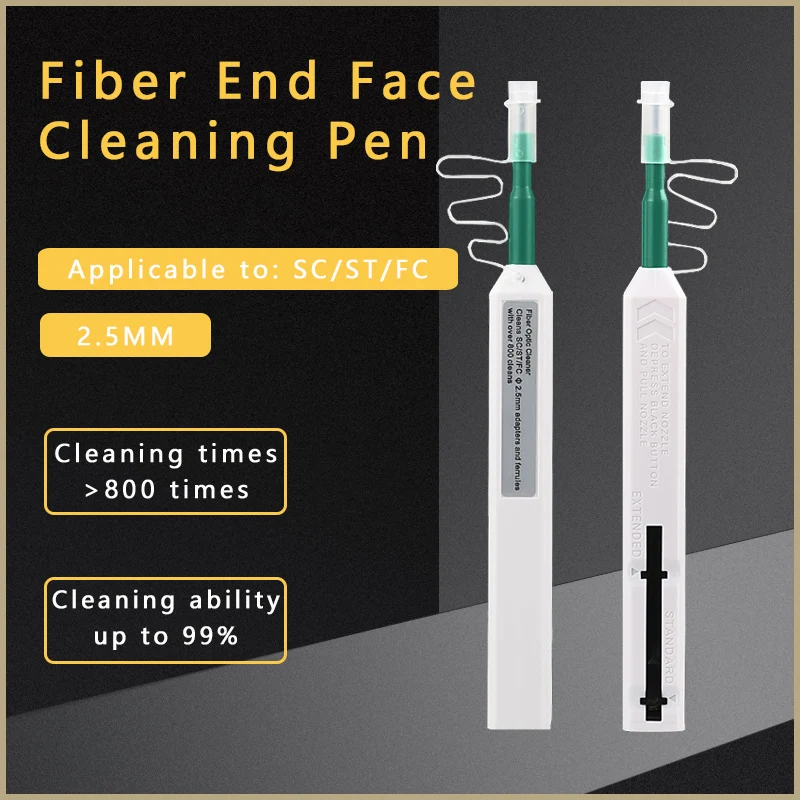 Fiber Optic Cleaning Pen SC/FC/ST End Face Interface 2.5mm Flange Adapter Connector One-click Cleaner