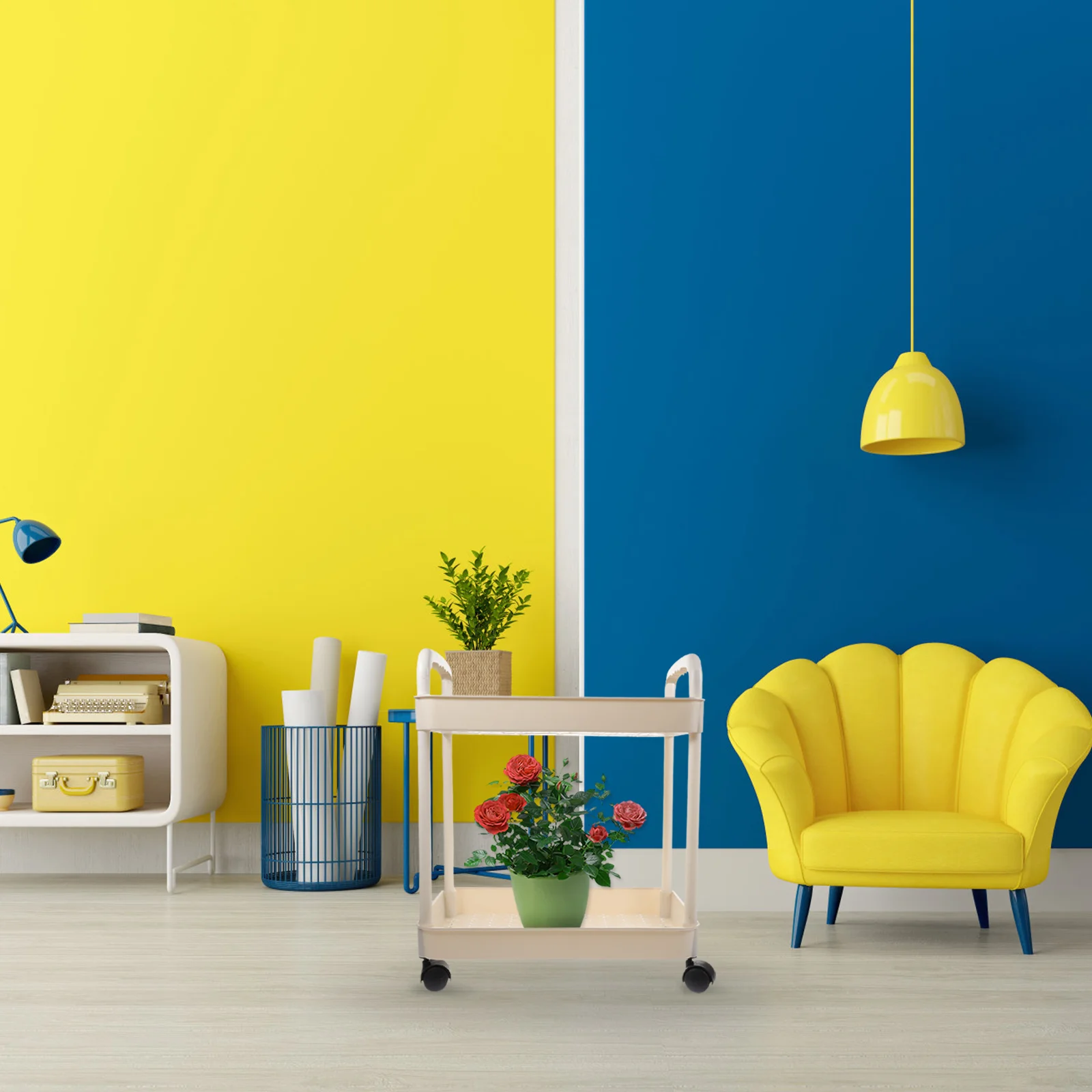 Mobile Storage Rack Cart for Home Organization Diaper Bookshelf with Wheels Roller Organizer