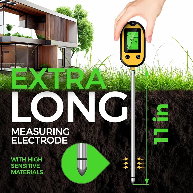 5-In-1 Soil Moisture Meter, Environment Illumination/Sunlight Intensity, Soil Temperature Value, Soil Moisture Content Durable