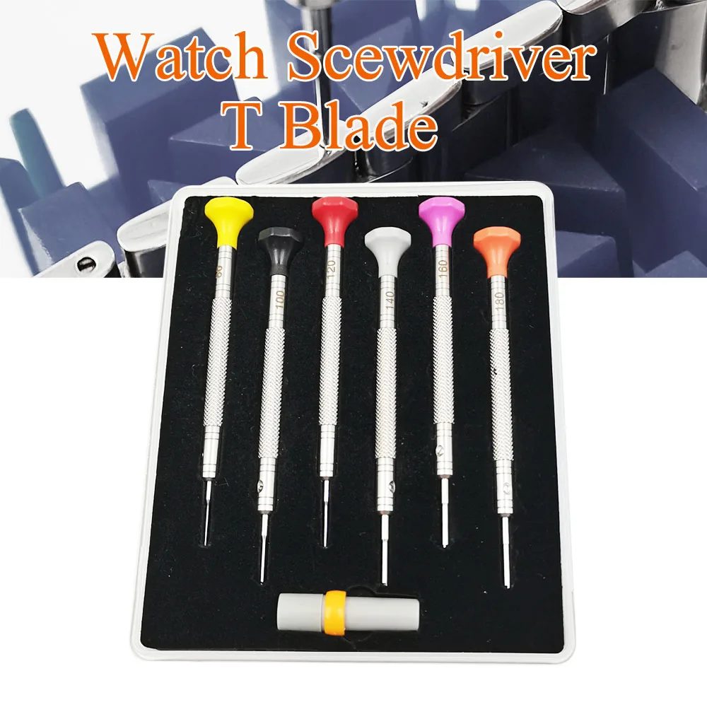 6 Pcs/Lot T Blade Watch Screwdriver Stainless Steel Screwdriver Watchband Movement Repair Tool Set With Extra Blades