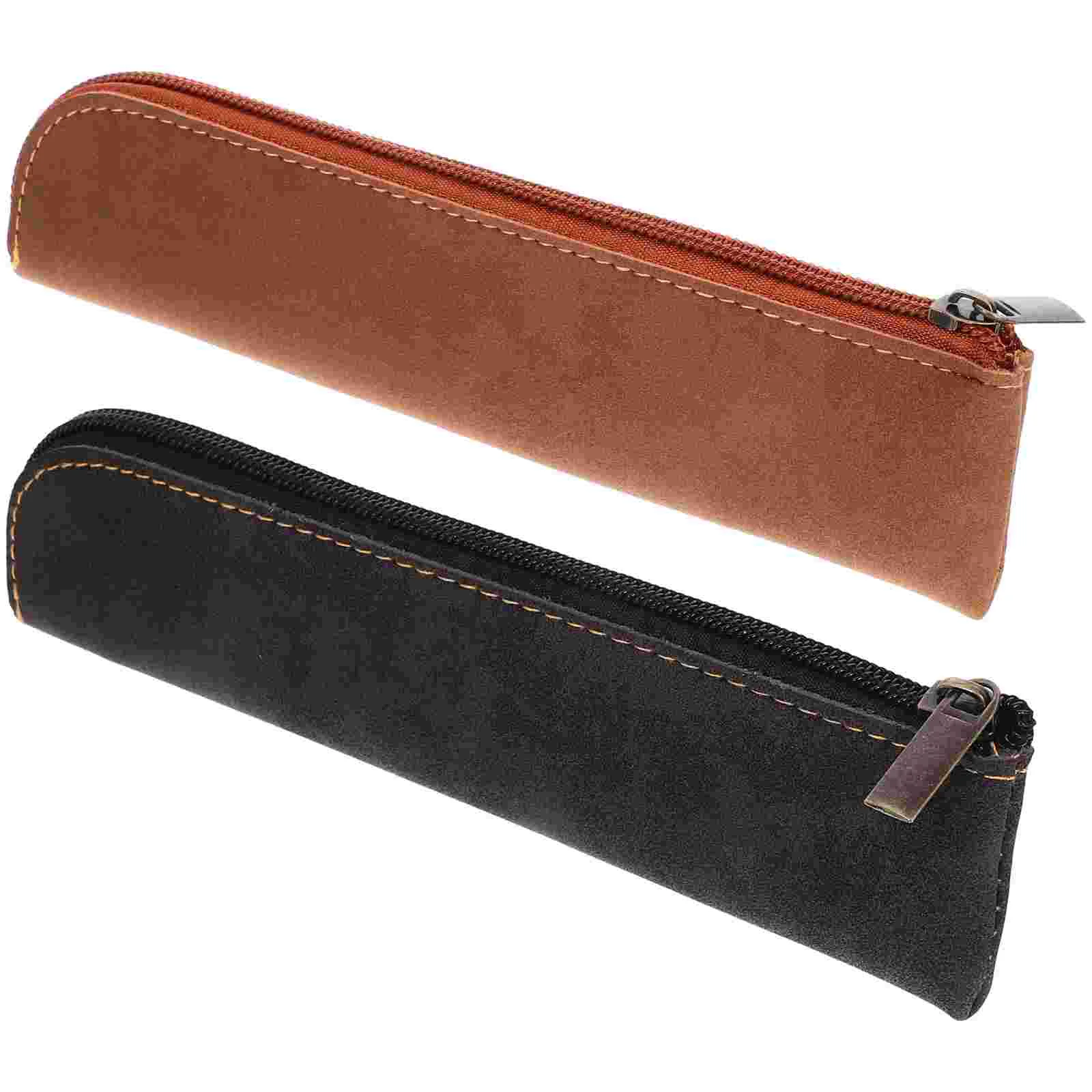 

2 Pcs Nubuck Pen Case Pencil Pouches Small Bag Boy Aesthetic Pu Miss Pencils Slim