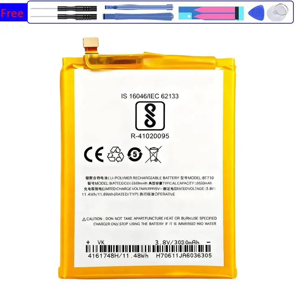 

BT710 Mobile Phone Battery For Meizu Blue A5 M5c M710M M793Q Reliable Power Supply 3060Mah