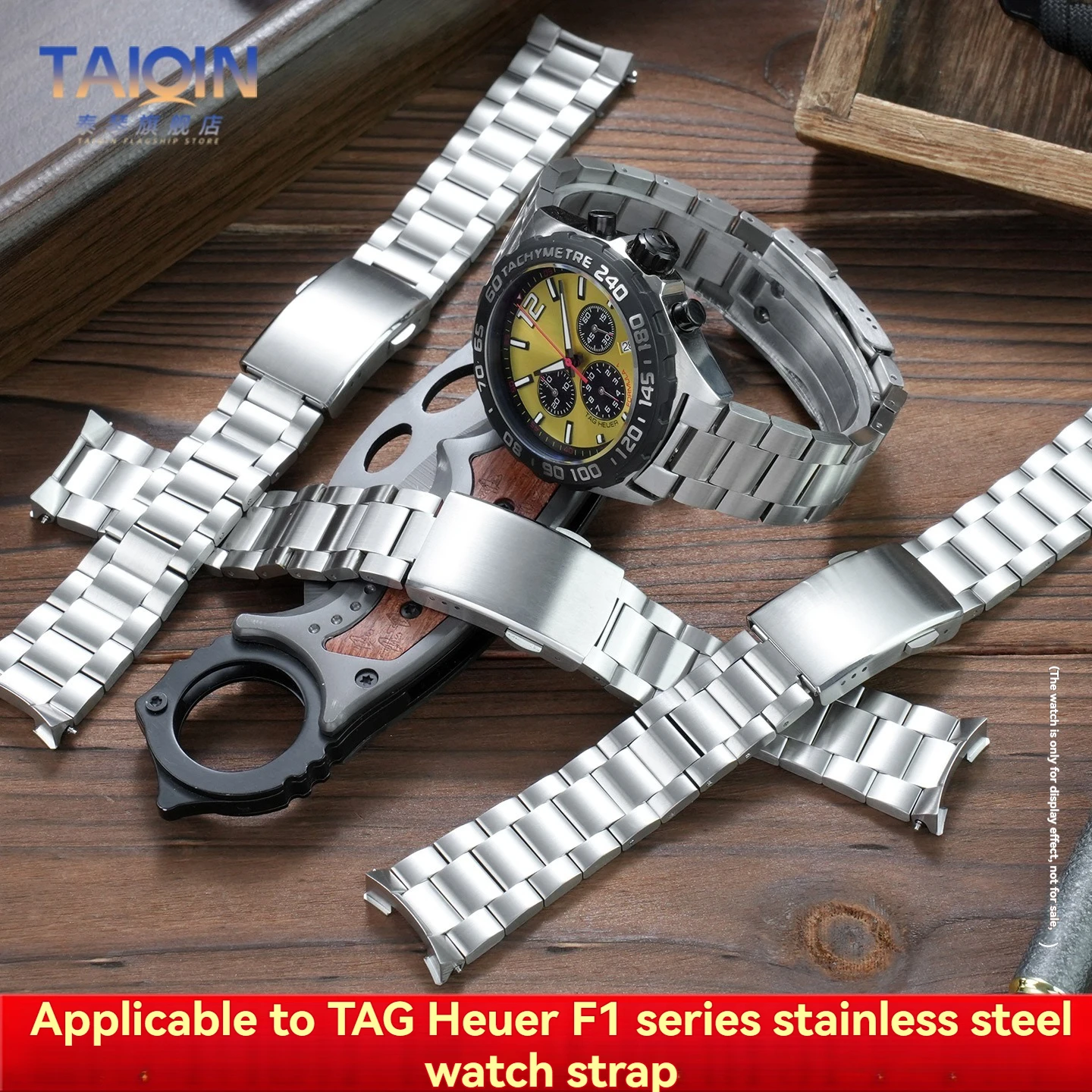 21.5mm Curved interface stainless steel strap For TAG HEUER FORMULA 1 series F1 Quartz 43mm dial watch Band Men's bracelets