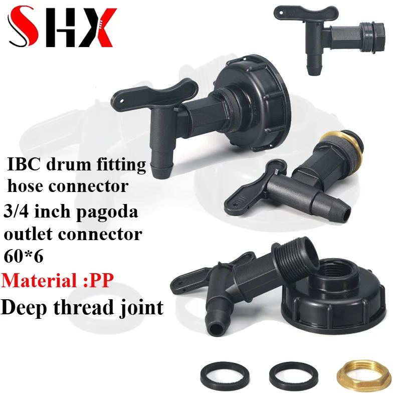 IBC ton drum fittings hose connector Plastic switch Rain drum faucet 3/4 inch pagoda outlet connector 60*6