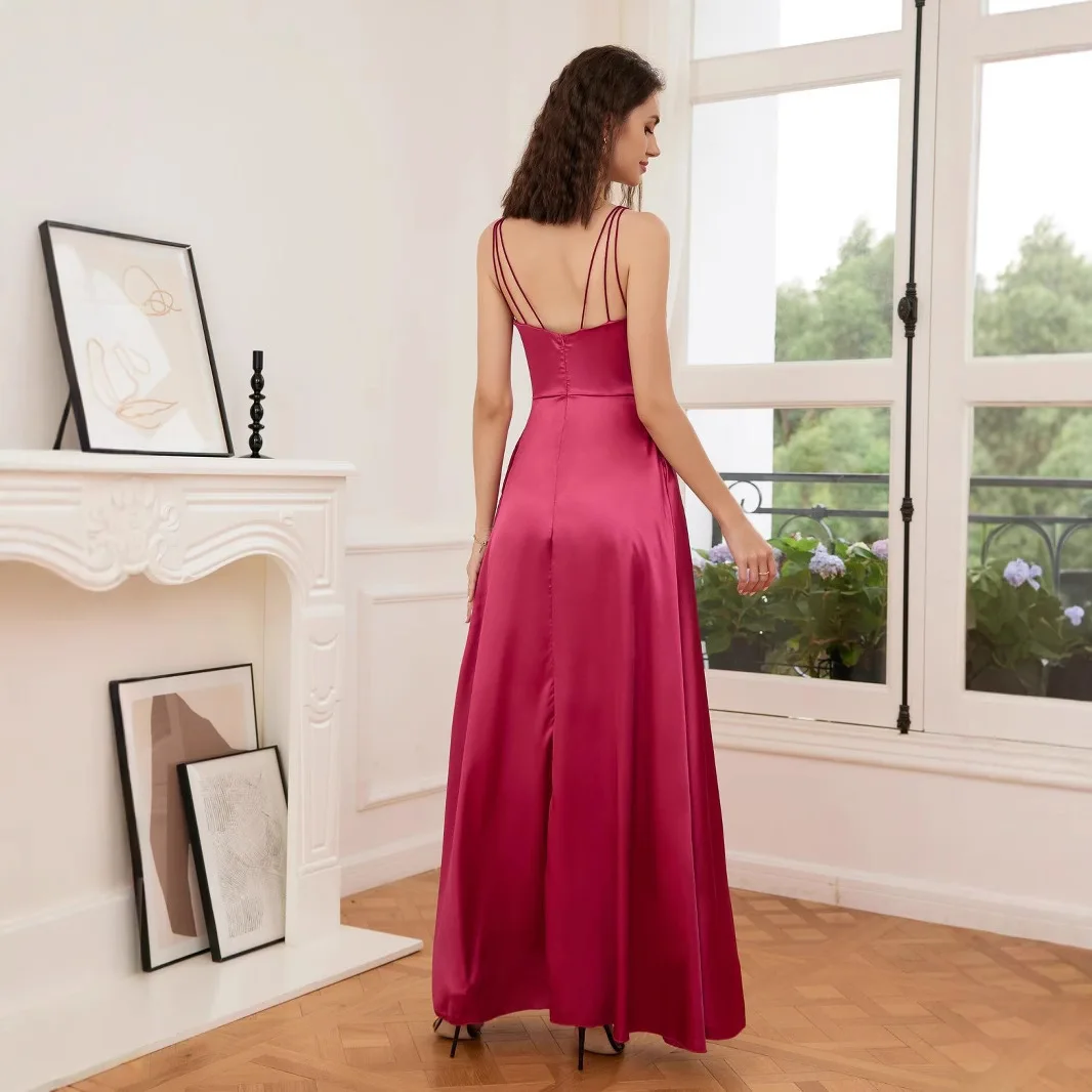 Nuovo stile lungo senza maniche tinta unita elegante abito lungo con cinghie Boho Denim Lady 2025 abito estivo Robe Vestido donna festa