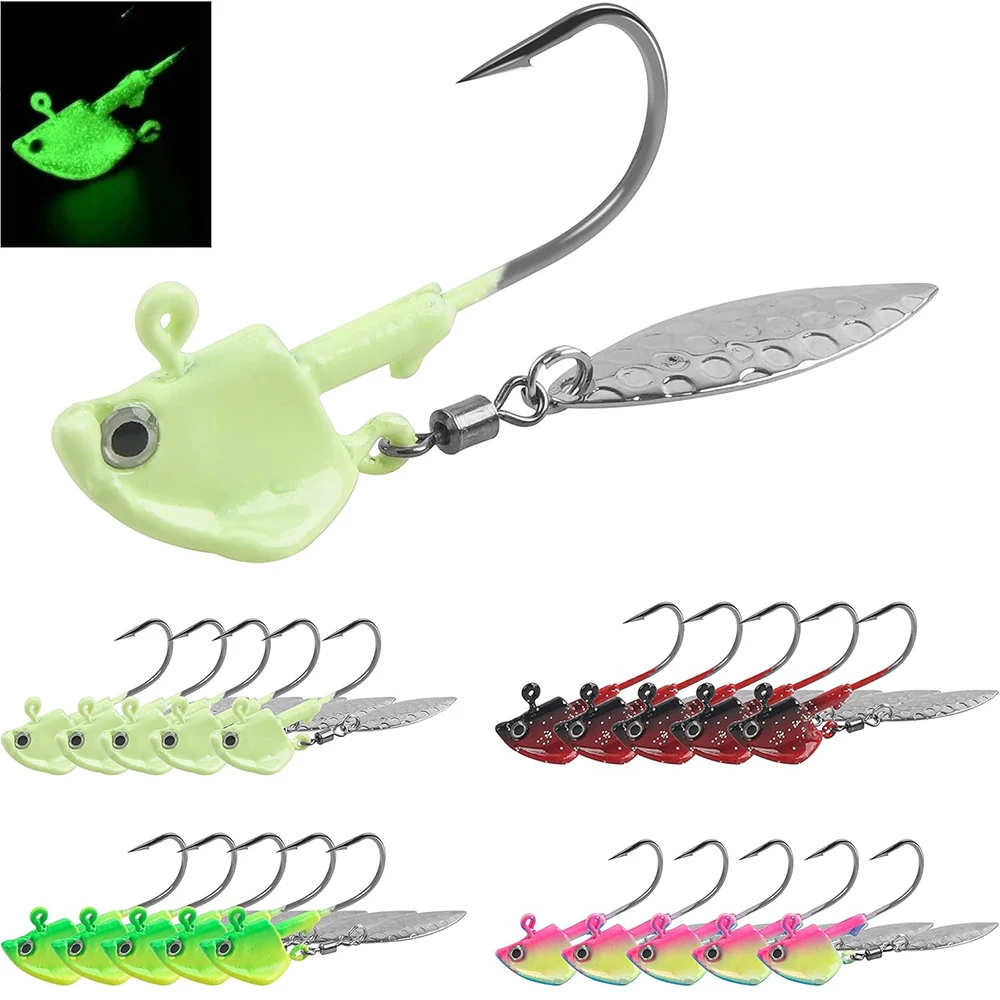 4 قطعة مجموعة رؤوس تهزهز داخلية لرؤوس تهزهز خطافات صيد السمك مع شفرة الصفصاف رأس تهزهز برأس دوار مرجح طُعم تهزهز لـ Crappie #1