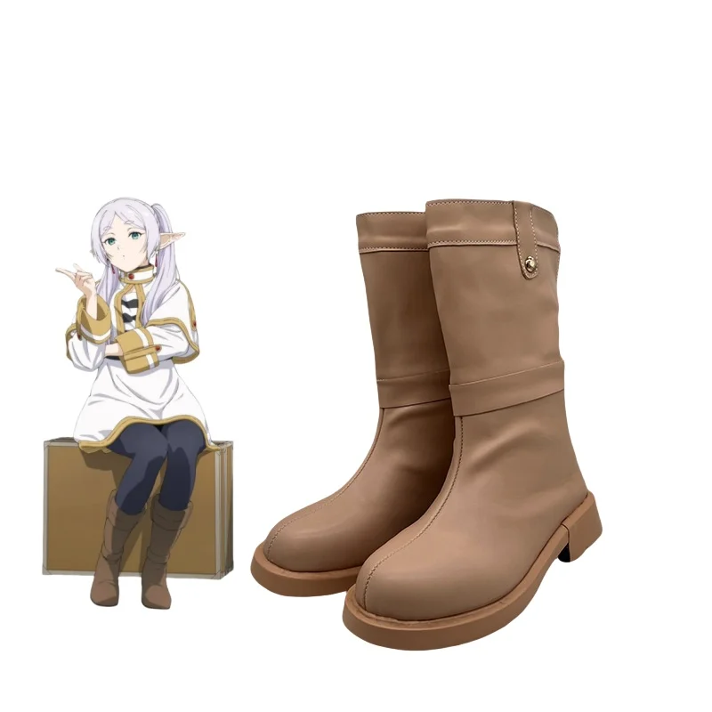 Frieren Sapatos Cosplay Anime Sapato Mulheres Botas De Couro PU