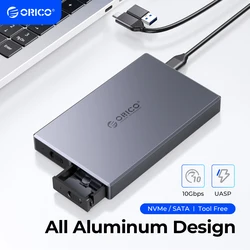ORICO Tool Free Aluminum M2 SATA SSD Case SATA 6Gbps NVMe 10Gbps PCIe Type C M.2 SSD Enclosure B&M Key Solid State Drive Case
