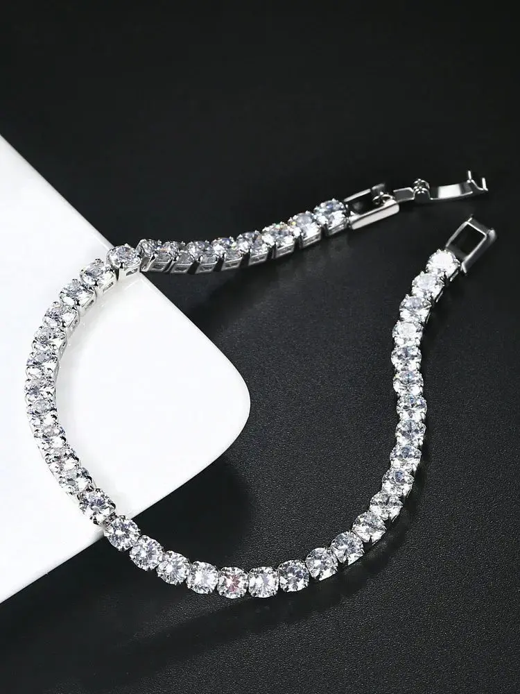Bracelet de Tennis en zircone pour femmes, 4mm, breloque en cristal, chaîne fine de styliste, bijoux de mariage