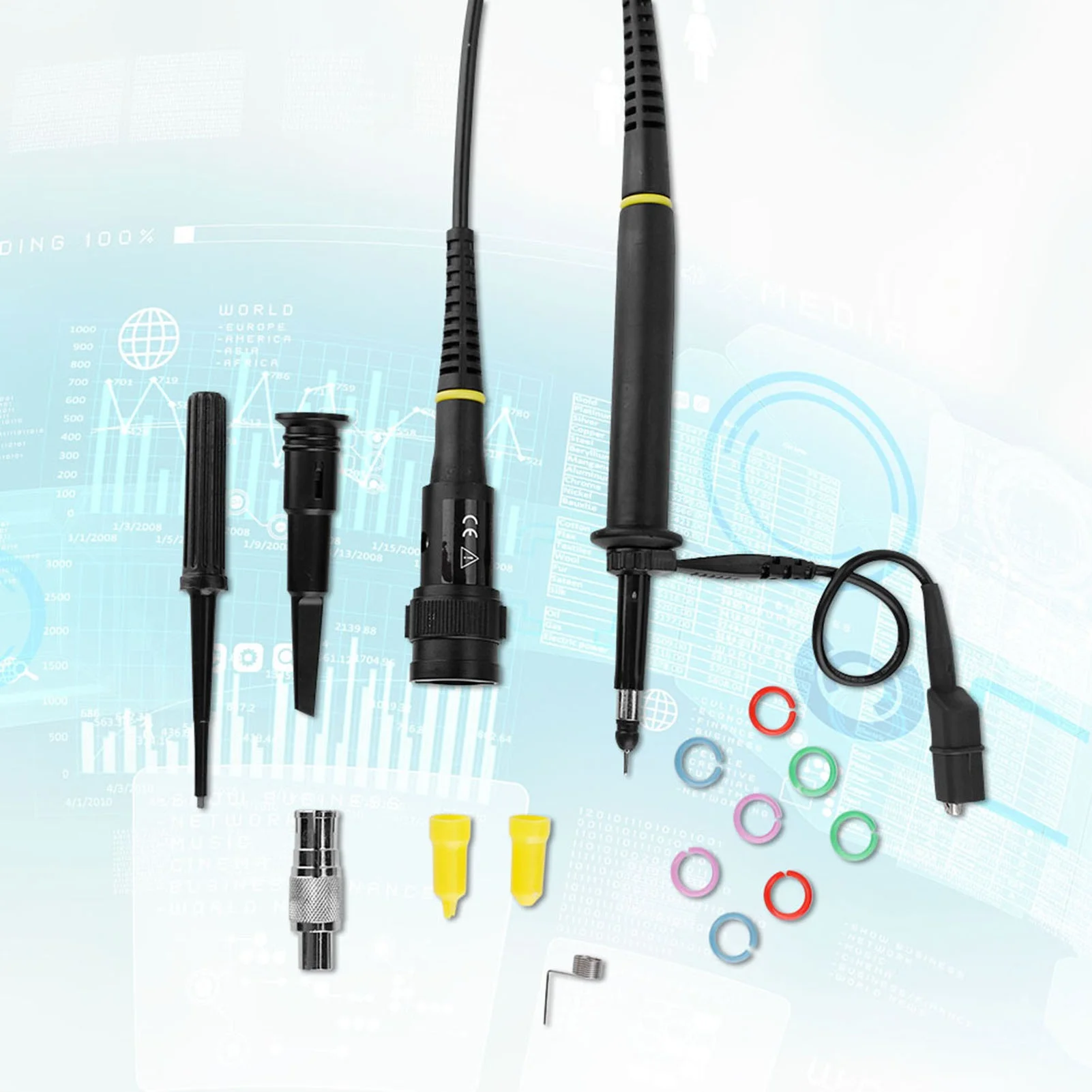 P4250 Oscilloscope High voltage Probe 100:1 2KV 250MHz Crocodile Clip BNC Test Lead Kit