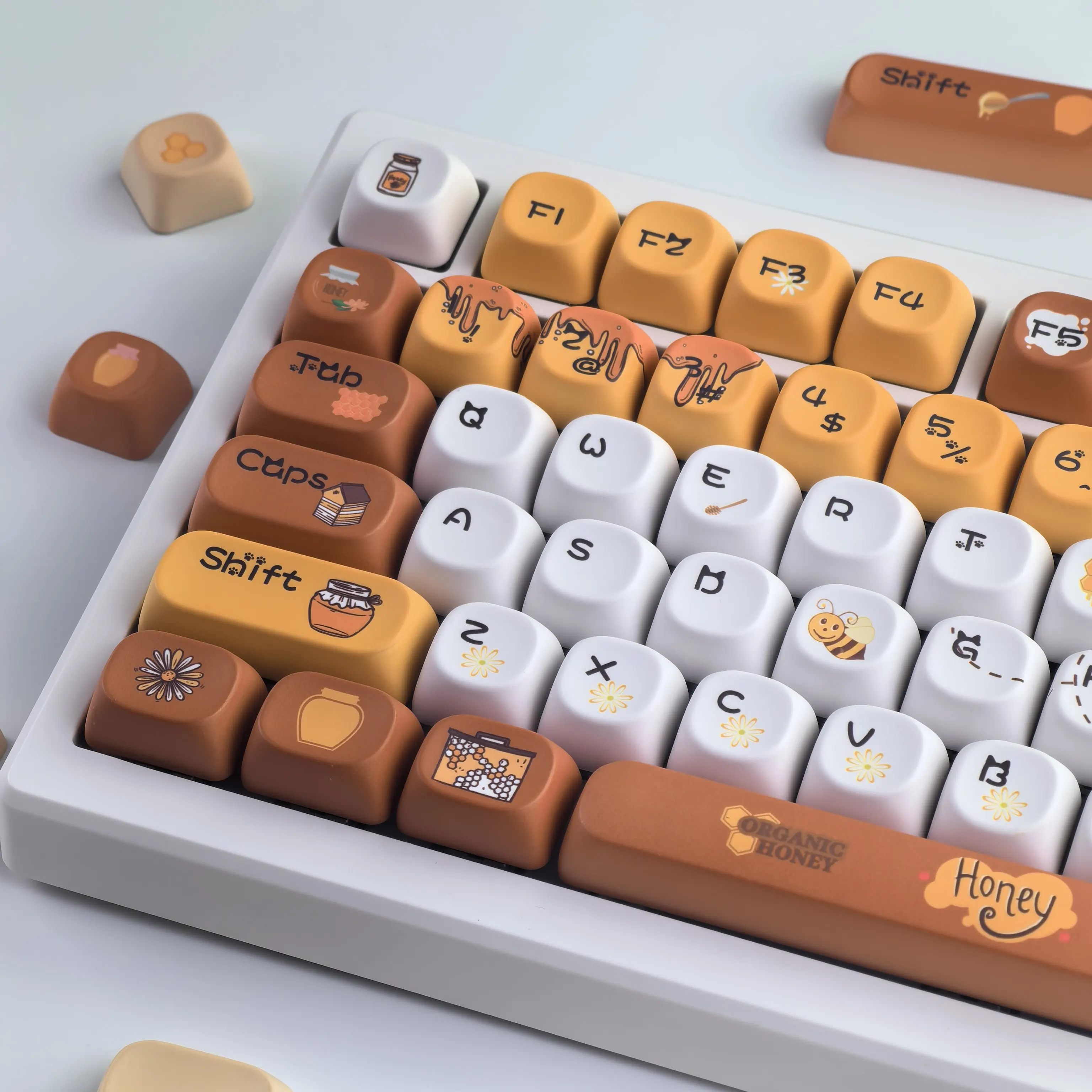MAIMOOO Honey Keycaps Moa Cherry Profile Pbt Material Orange And Brown  Cute Design Aula / Ajazz Keyboards ISO Keycap