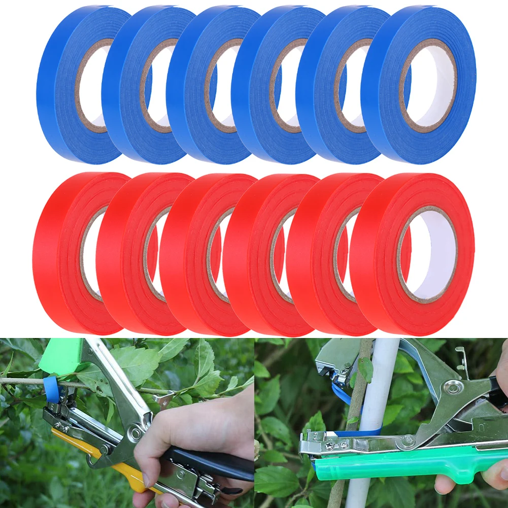 12/20pcs Gardening Bind Belt with 1 Box Staple Tying Binding Tie Tape Plant Tying Machine Tape Tool for Garden Plant Vine Tie