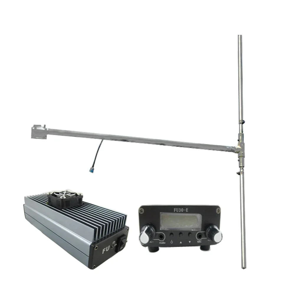 FMUSER FU-30A 30W Professional FM Radio Transmitter 0.5W Exciter 30W Amplifier With Dp100 Dipole Antenna for Church