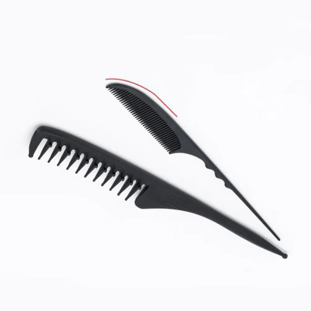 

2Pcs Wave Hair Comb Carbon Fiber Salon Styling Hairdressing Rat Tail Comb for Sectioning Wrapping Perms Anti Static Smooth Tail