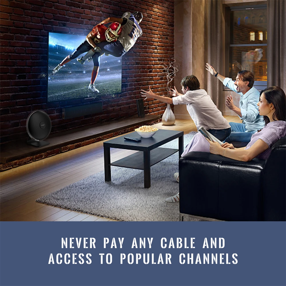 Antena telewizyjna do odbioru lokalnych kanałów, dalekiego zasięgu, wewnętrzna/zewnętrzna, ze wzmacniaczem, HDTV, obsługuje 4K 1080p, antena do wszystkich telewizorów, Smart TV. — zdjęcie produktu 6