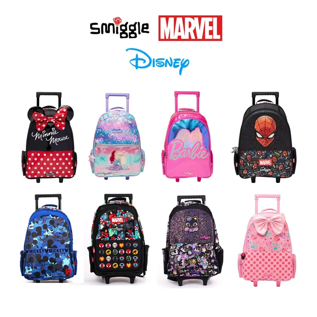 Disney Mickey Mouse Children s trolley backpack Smiggle MARVEL Spider Man Wheel Backpack Trolleys Bag hot selling Schoolbag AliExpress