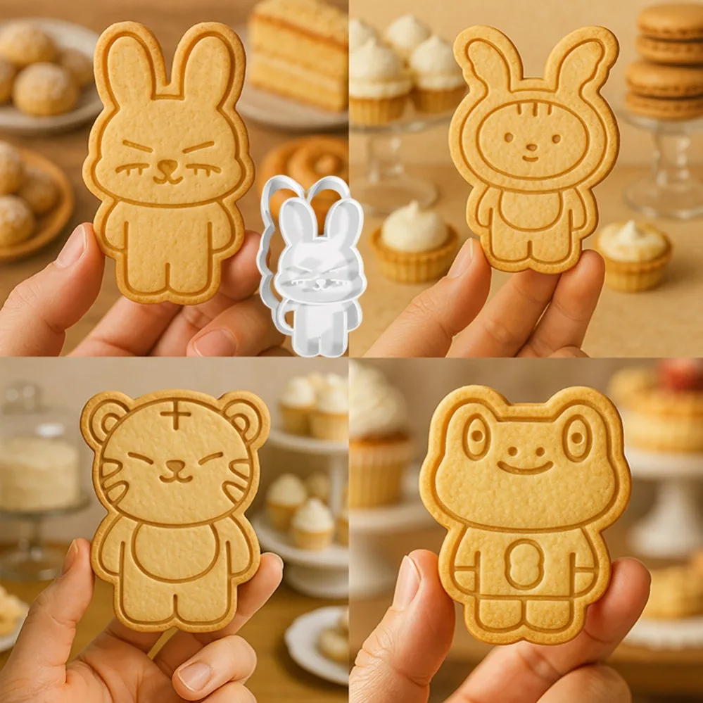 Cartoon Animals Rabbit Tiger Bear Cookie Cutters Biscuit Mold Stamp Kitchen Baking Pastry Bakeware Dessert Baking Supplies