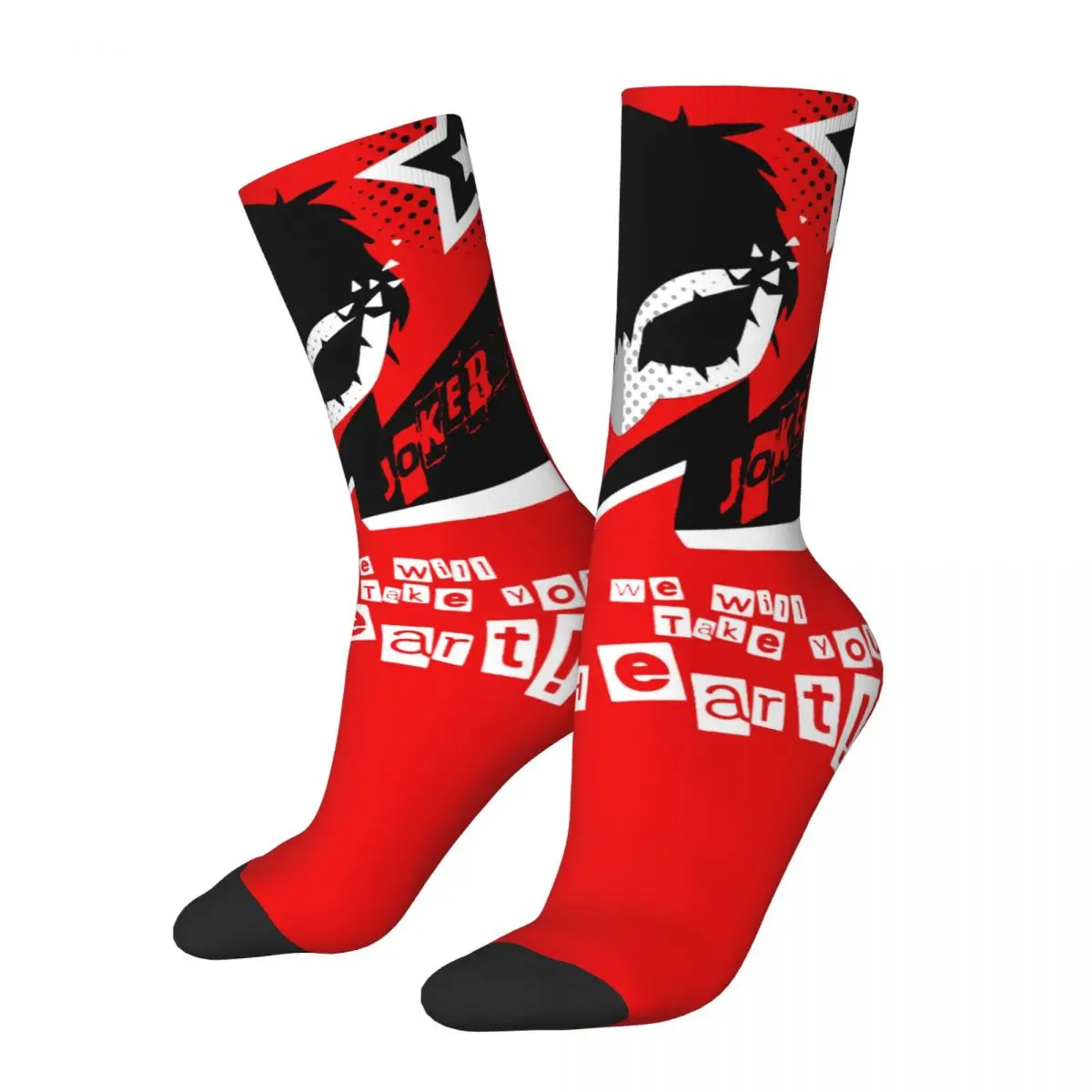 Happy Male Men Socks Casual Persona 5 Joker Game Sock Polyester Take Your Heart Graphic Women Socks Spring Summer Autumn Winter