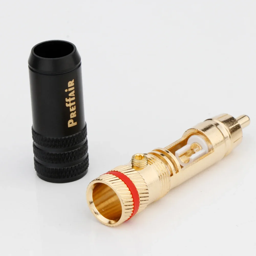 Preffair Gold Plated Copper RCA Plug Durable RCA Connector Screws Soldering Locking Audio Video plug