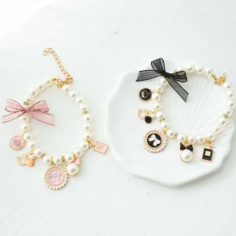 

New Pet Cute Necklace Cat Dog Collar Decorated with Bow Adjustable Cat Dog Neck Loop Neckchain Pet Accessories Pet Decoration