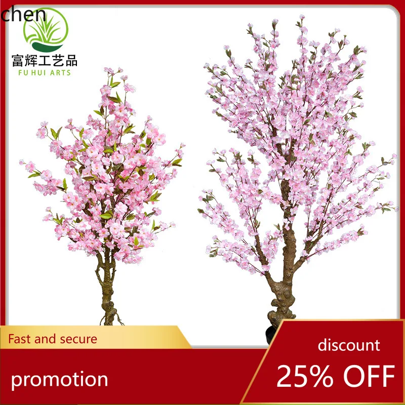 

HT Artificial Cherry Blossom Tree Peach Blossom Tree Landscaping Fake Flowers Indoor Wedding Fake Plants Landscaping Wholesale