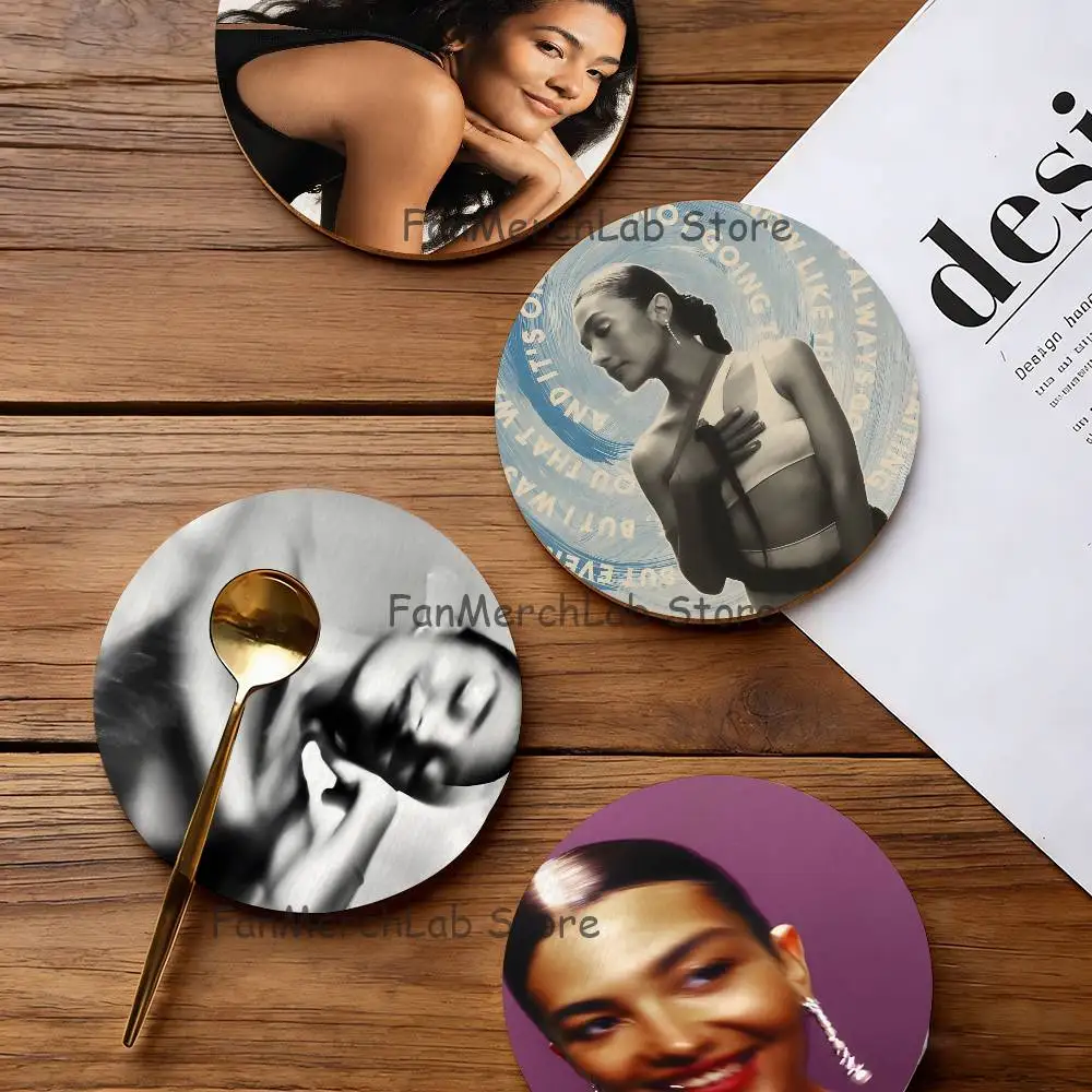 

Olivua DeanS Singer 2D Pattern round Wooden Coaster Decorative Coffee Cup for Use in Coffee Shops Bars Wine Beer