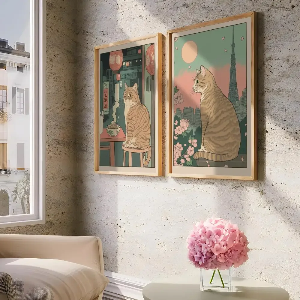 قطة اسكتلندية في حوض الاستحمام اللوحة الخط صديقة للبيئة القطن قماش المشارك مقاوم للماء جدار الفن لديكور المنزل هدية