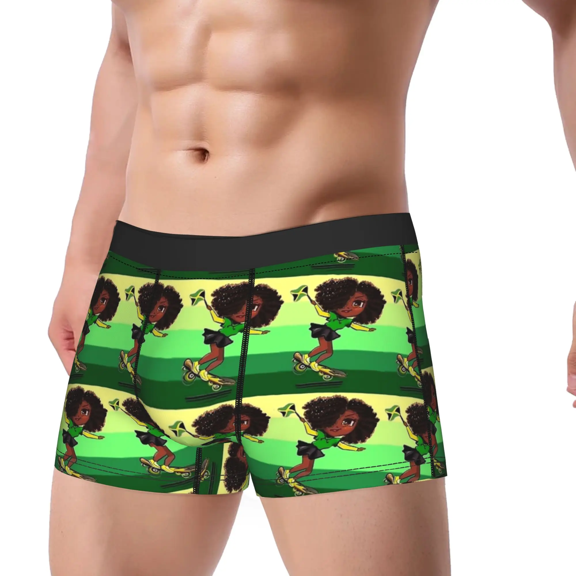 Jamaican Anime Girl Boxer Brief  Underwear Quality Male Comfortable Boxer Shorts Custom Plus Size Underpants