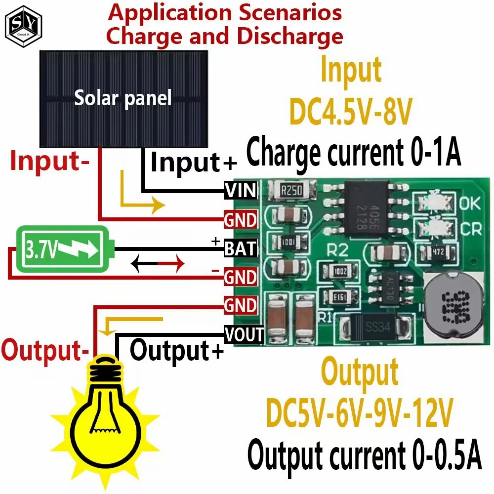 Great it 3.7V 4.2V Charger & 5V 6V 9V 12V Discharger Board DC DC Converter Boost Module for diy UPS mobile power 18650 lithium