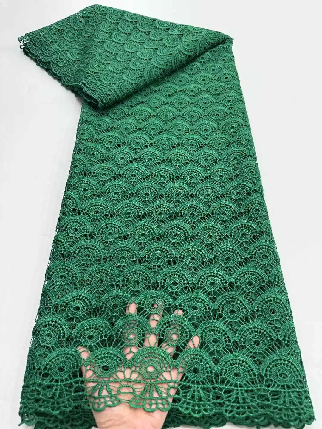 Чисто белая нигерийская гипюровая кружевная ткань 2025, высокое качество, водорастворимая африканская кружевная ткань с блестками для шитья вечерних платьев