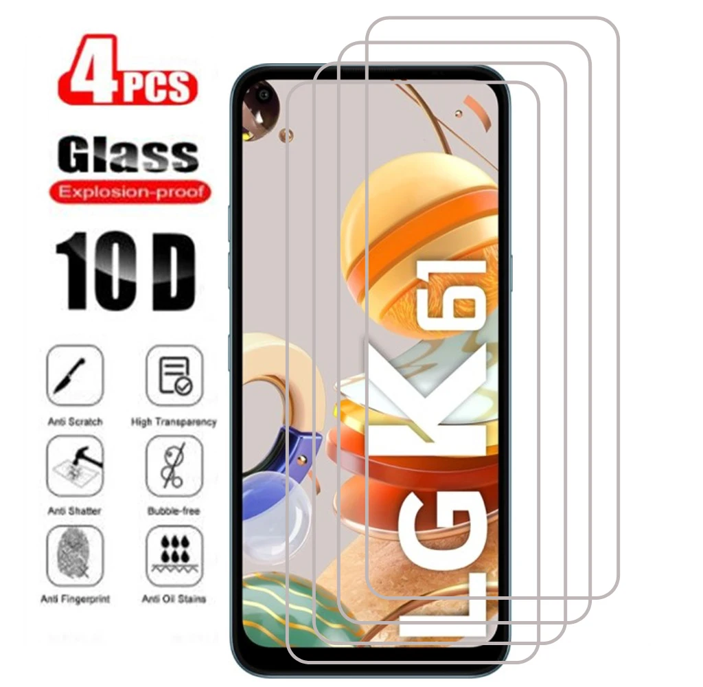 4Pcs Protective Glass For LG K61 Tempered Glass Protection For L G LGK61 K 61 LMQ630EAW 6.53