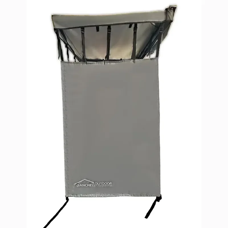 Portable Outdoor Shower Tent 300D Oxford Fabric Waterproof Grey Silver Coated Camping Privacy Room with LED Light Bar for 2