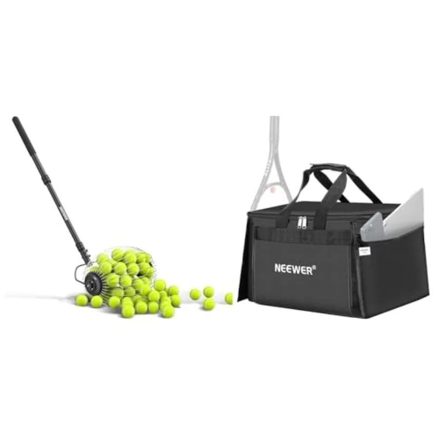 

Телескопическая корзина для теннисных мячей с сумкой для переноски, 30-58/77-148 см, на колесиках, для тенниса, пиклбола и тренировок