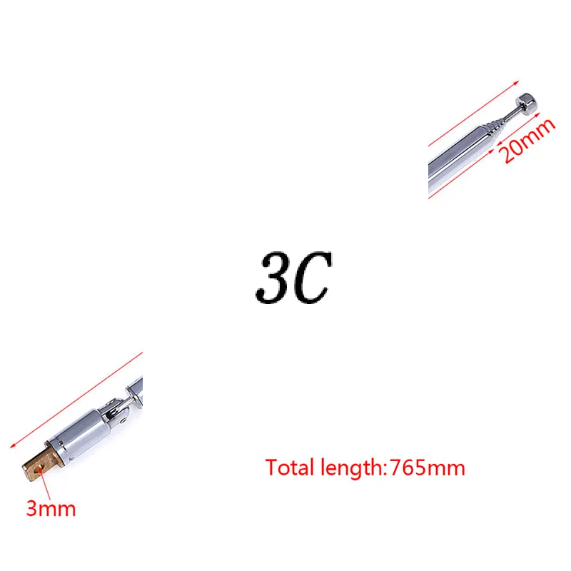 1PCS 7 Sections Telescopic Antenna Aerial Radio TV Replacement  instrument-specific