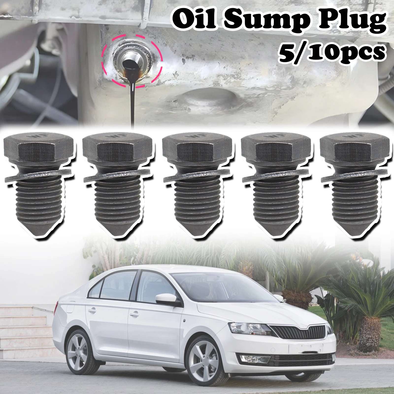 

5/10pcs Car Engine Oil Sump Pan Plug M14x1.5x22 Drain Seal Washer Screw Thread For Skoda Fabia 6Y NJ Octavia 1U 1Z 5E 1996 2017