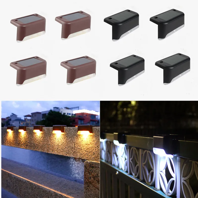 1/4/8/10Pcs Solar Led Light Outdoor Path Stair Waterproof Wall Lamp Garden Landscape Step Deck Lights Balcony Fence Solar Lights