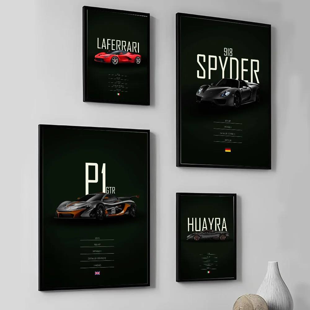 Supercar Three Fantasy 918 F70 P1 Poster Wall Art Home Decor Room Decor Digital Painting Living Room Restaurant Kitchen Art