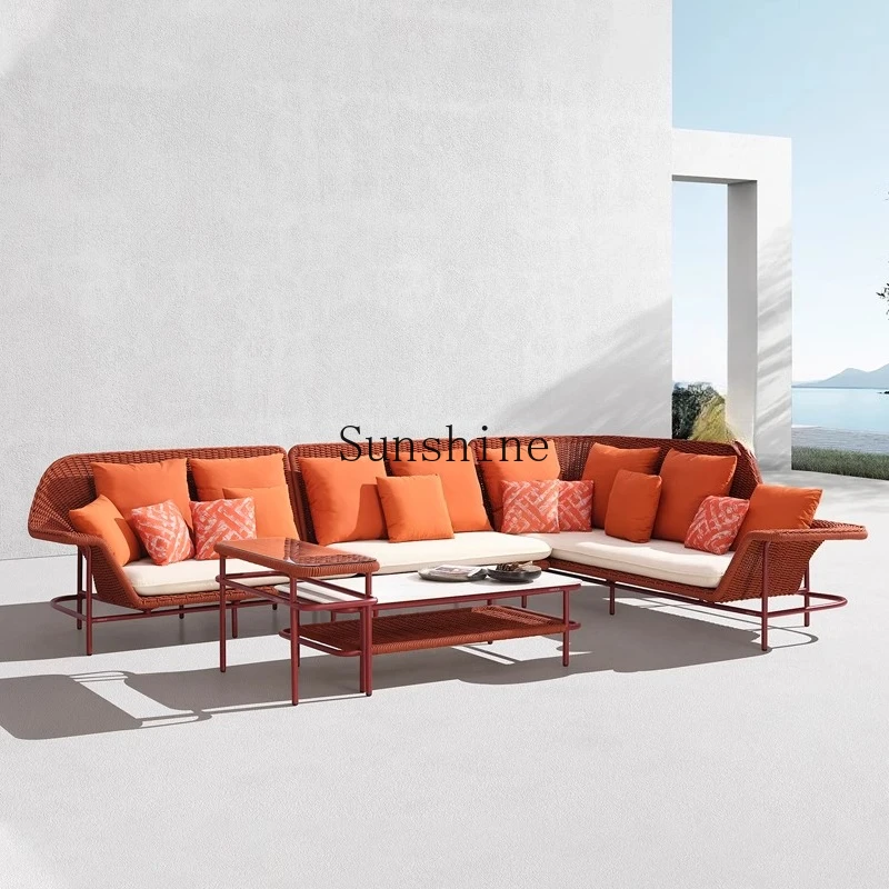 

Nordic courtyard hotel sun room villa open-air leisure coffee table combination waterproof sun