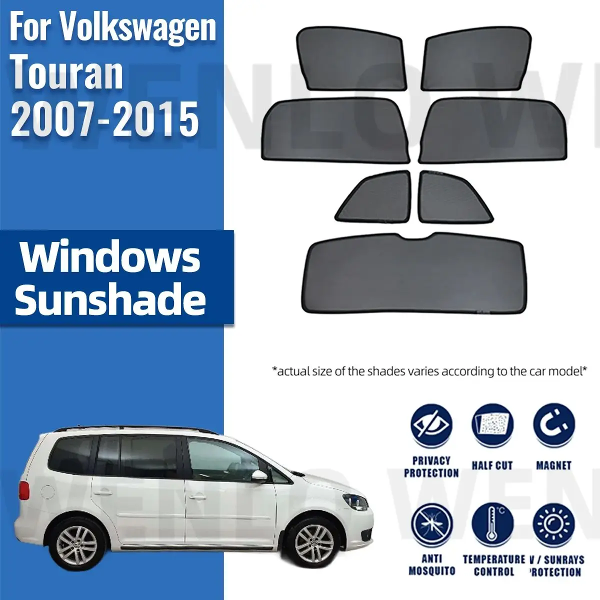 

For Volkswagen VW Touran 2007-2015 Front Windshield Frame Curtain Magnetic Car Sunshade Shield Rear Side Window Sun Shade Visor