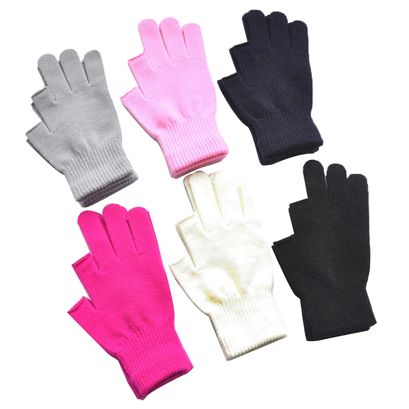 Unisex Half Finger Gloves Knit Gloves Winter Warm Work Gloves Two-finger Exposed Writing Games Playing Phone Fingerless Gloves