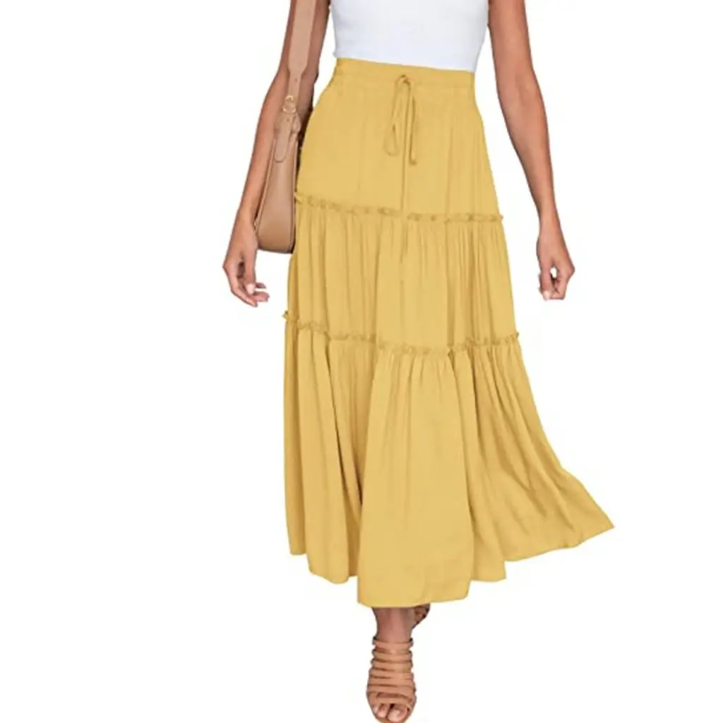 Women's High Waist Mid-length Bohemian A-line Dress Pleated Floating Skirt European And American Style