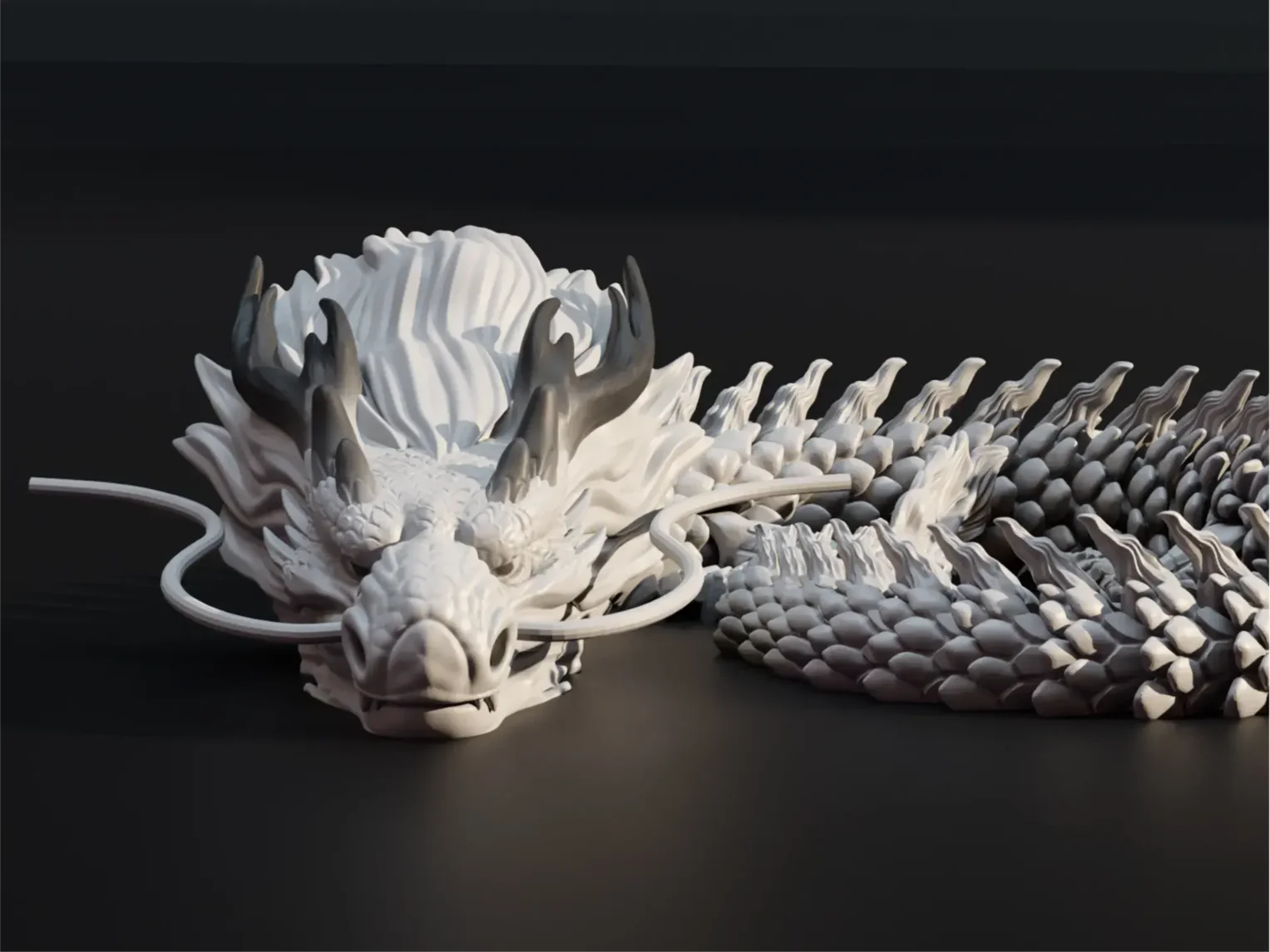3D Printed Conjoined Dragon Ornaments, Movable Cartoon, AoGuang,reative Dragon Plants,  Fish Tank Landscaping Decoration, 30cm