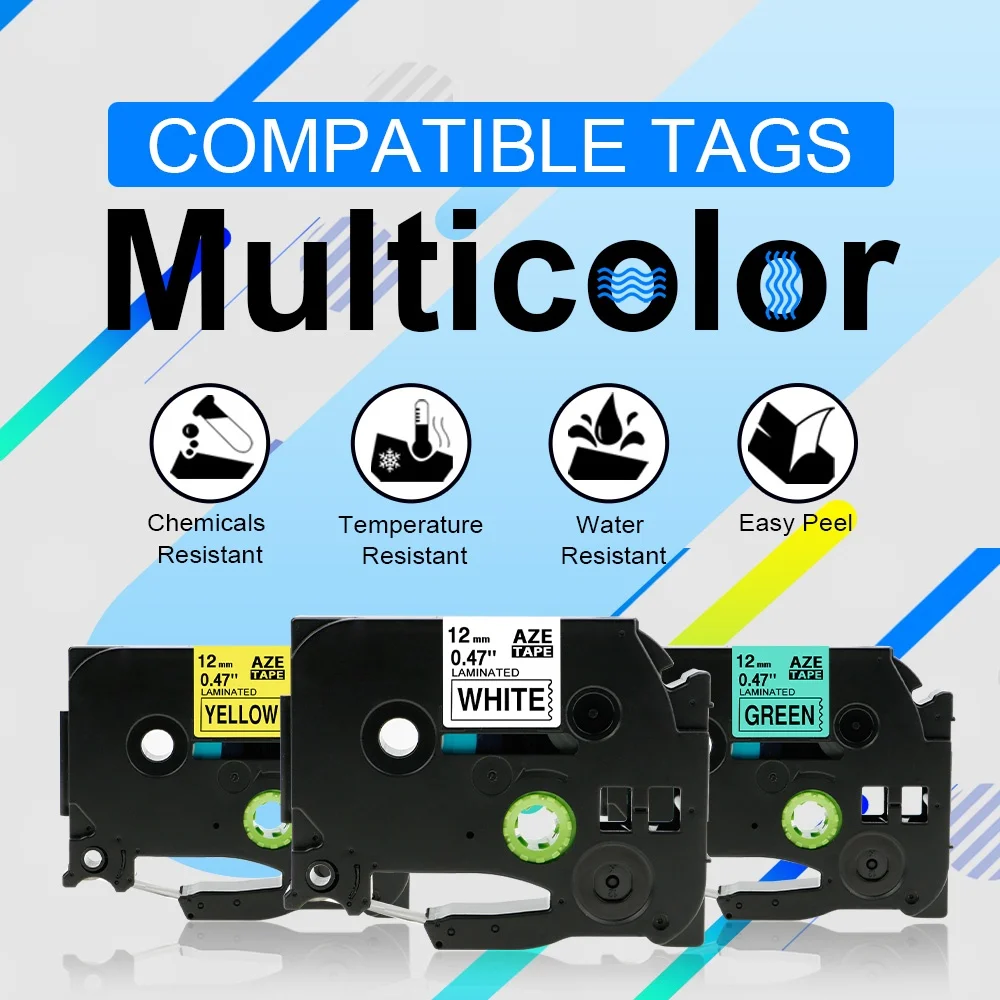 Multicolor 6/9/12/18mm Compatible TZe-211 TZ211 Tze-315 Tze111 Tz-611 Labeling Laminated Tape FOR PT-H110 PT-210D Label Maker