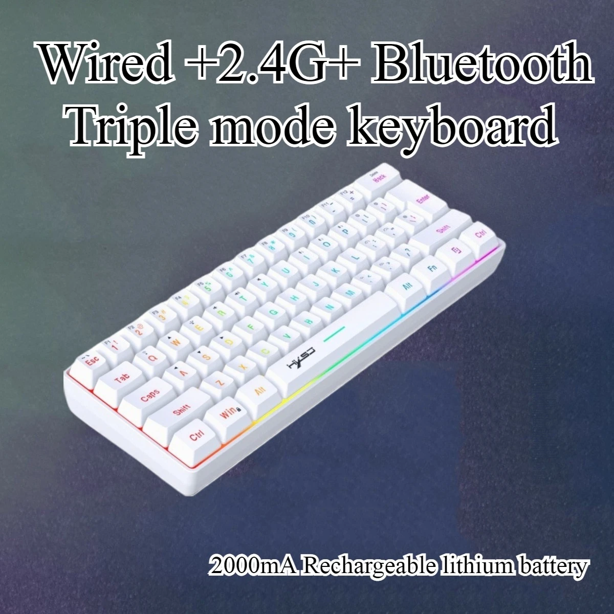 Wireless Keyboardn RGB Gamer Bluetooth+2.4GHz 60% White PC Keyboards Mice Combos Set Teclado Gaming 61 Key Board Black Teclados