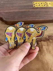 3pcs High-end Golden Silk Thread camel Embroidery Patches, Bright And Vibrant Colors, Used For Sewing/ironing Patches On Clothes