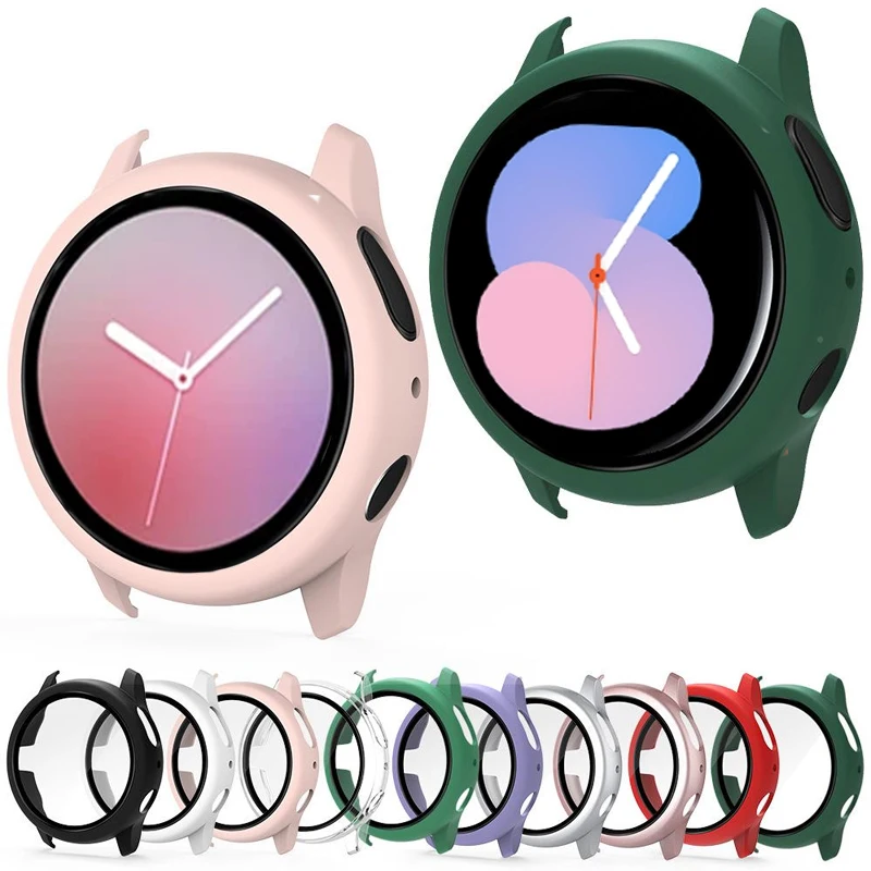 Étui de protection plein écran pour Samsung Galaxy watch Active 2, 44mm 40mm, bracelet intelligent pare-chocs en verre trempé + couvercle, accessoire active2